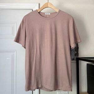 HIRO CLARK men’s mauve pink salmon peach crew neck cotton soft short sleeve‎ tee